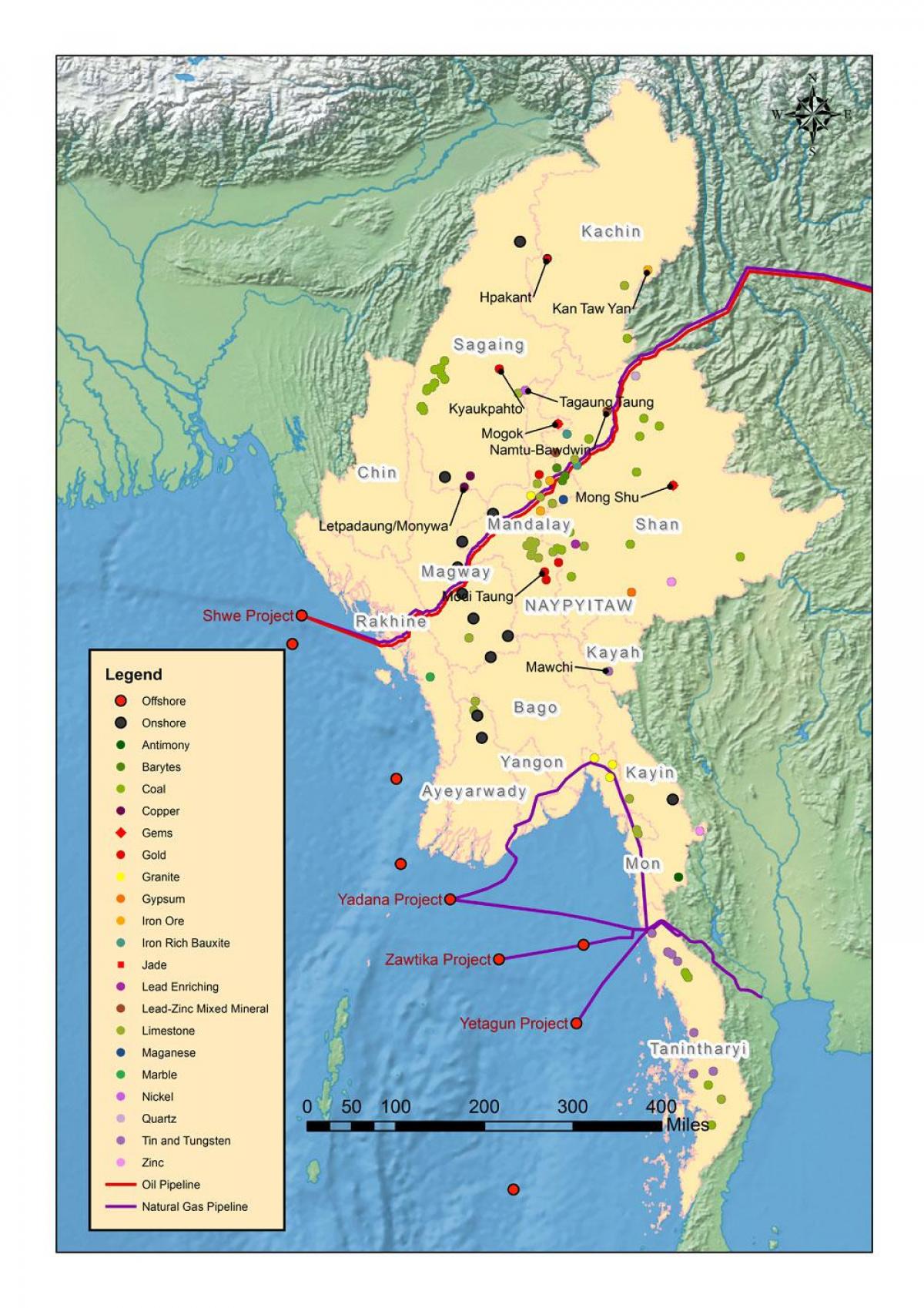 Myanmar haritası doğal kaynakları