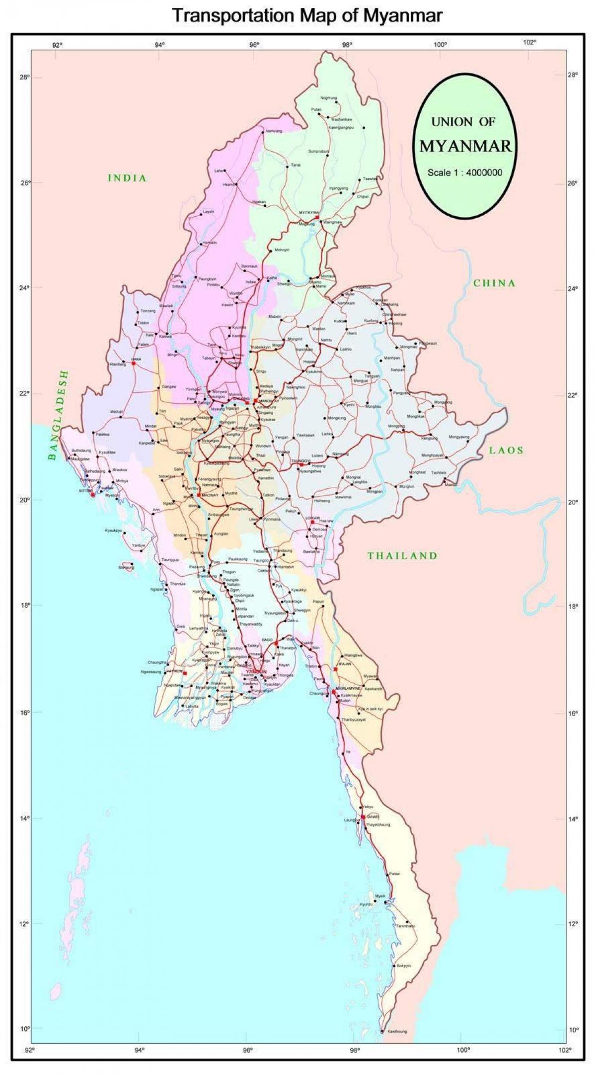 Myanmar karayolu yol haritası