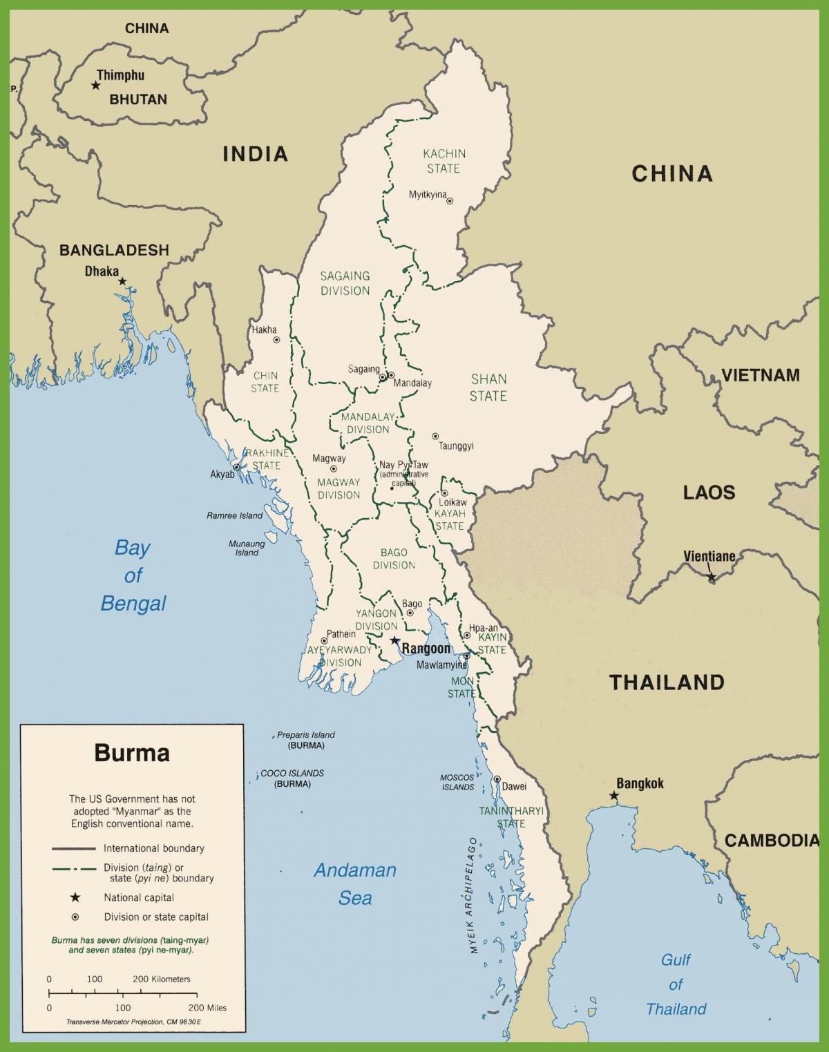 Burma siyasi haritası