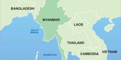 Asya harita üzerinde Myanmar 