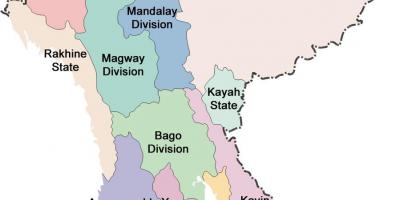 Myanmar haritası ve Devletleri